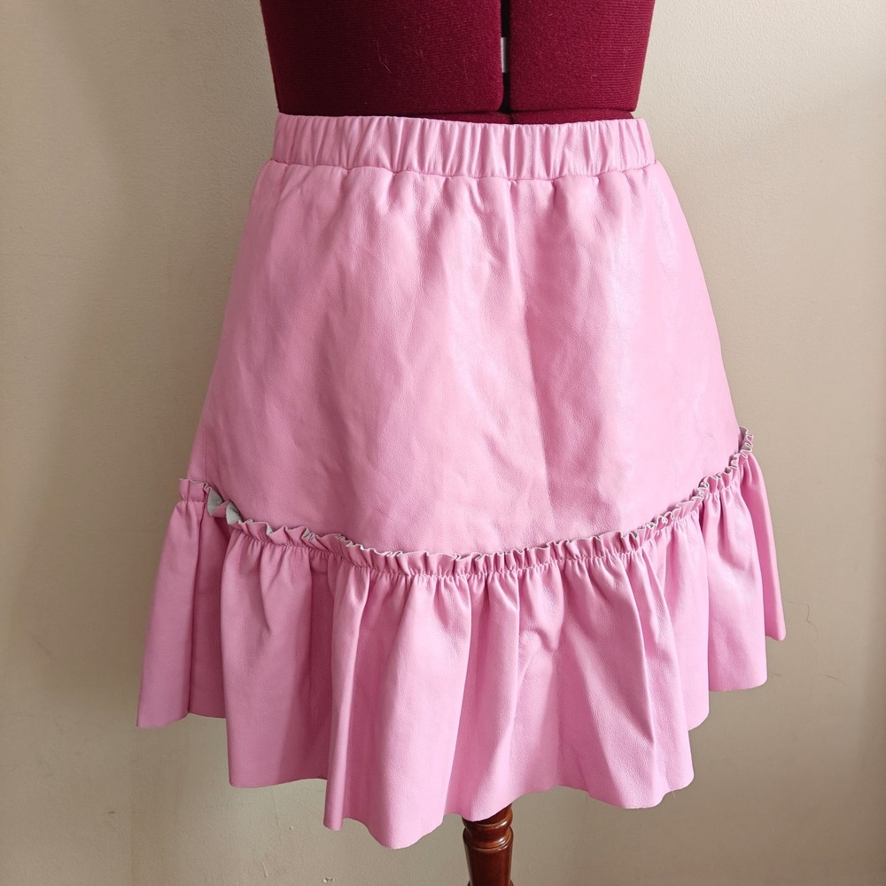 AS by DF Clementine‎ Recycled Leather Skirts Ruffle Mini Flare Skirt lined Small